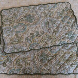 2 Waverly Reversible Table Placemats Stripes to Paisley